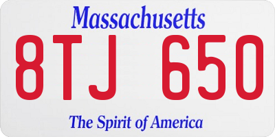 MA license plate 8TJ650