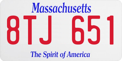 MA license plate 8TJ651