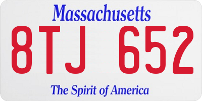 MA license plate 8TJ652