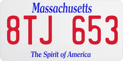 MA license plate 8TJ653