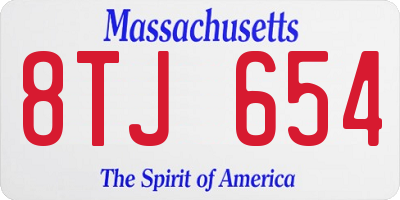 MA license plate 8TJ654