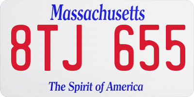 MA license plate 8TJ655