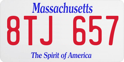 MA license plate 8TJ657