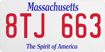 MA license plate 8TJ663