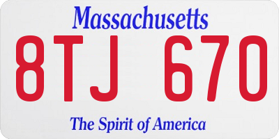 MA license plate 8TJ670