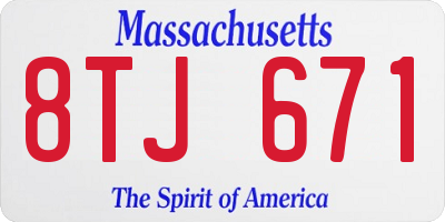 MA license plate 8TJ671