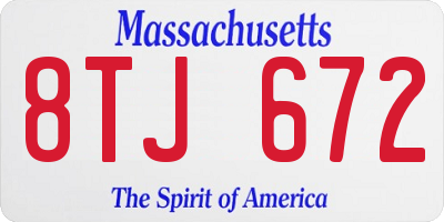 MA license plate 8TJ672