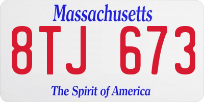 MA license plate 8TJ673
