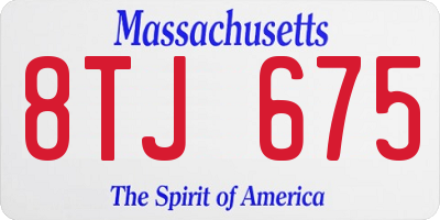 MA license plate 8TJ675