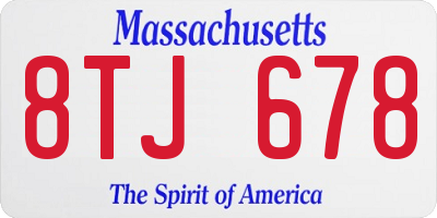 MA license plate 8TJ678