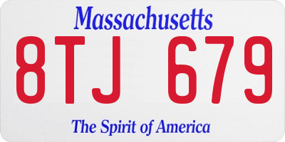 MA license plate 8TJ679