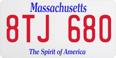 MA license plate 8TJ680