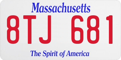 MA license plate 8TJ681