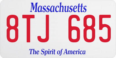 MA license plate 8TJ685