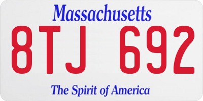 MA license plate 8TJ692