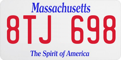 MA license plate 8TJ698