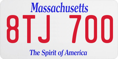 MA license plate 8TJ700