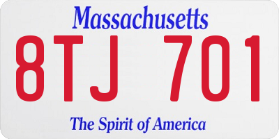 MA license plate 8TJ701