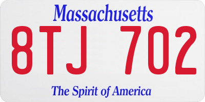 MA license plate 8TJ702