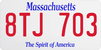MA license plate 8TJ703