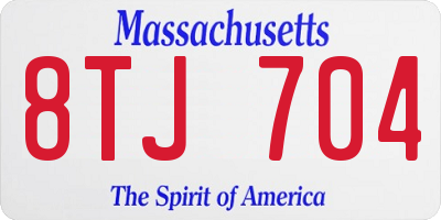 MA license plate 8TJ704