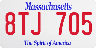 MA license plate 8TJ705