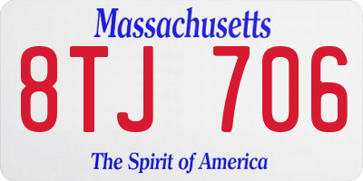 MA license plate 8TJ706
