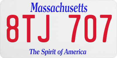 MA license plate 8TJ707