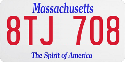MA license plate 8TJ708