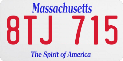 MA license plate 8TJ715