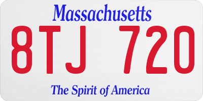 MA license plate 8TJ720