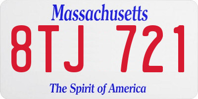 MA license plate 8TJ721