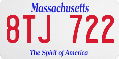 MA license plate 8TJ722