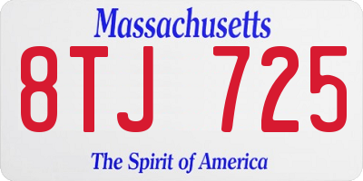 MA license plate 8TJ725