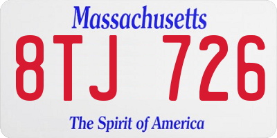 MA license plate 8TJ726