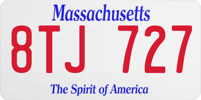MA license plate 8TJ727
