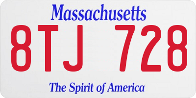 MA license plate 8TJ728