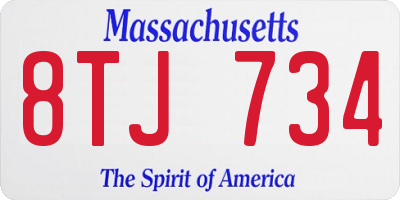 MA license plate 8TJ734