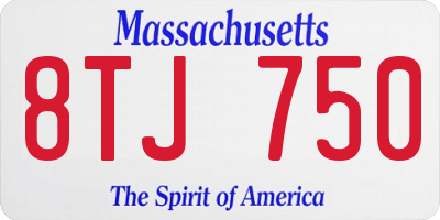 MA license plate 8TJ750