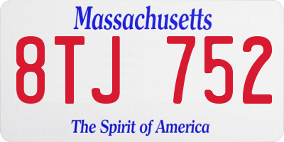 MA license plate 8TJ752