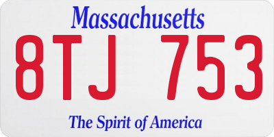 MA license plate 8TJ753