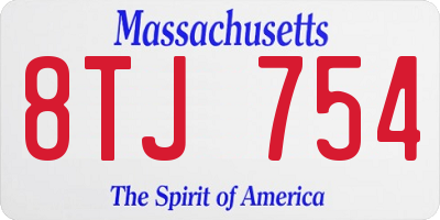 MA license plate 8TJ754