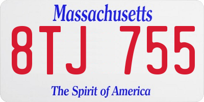 MA license plate 8TJ755