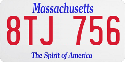 MA license plate 8TJ756