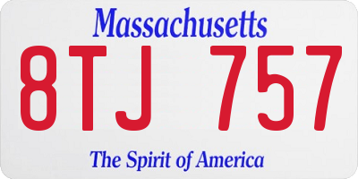 MA license plate 8TJ757