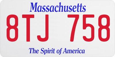MA license plate 8TJ758