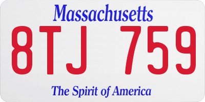 MA license plate 8TJ759