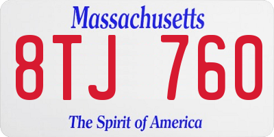 MA license plate 8TJ760