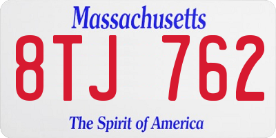 MA license plate 8TJ762