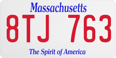 MA license plate 8TJ763